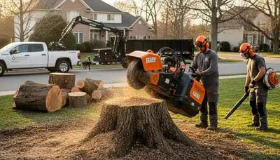Professional stump removal service in Saugus MA clearing tree roots and yard debris