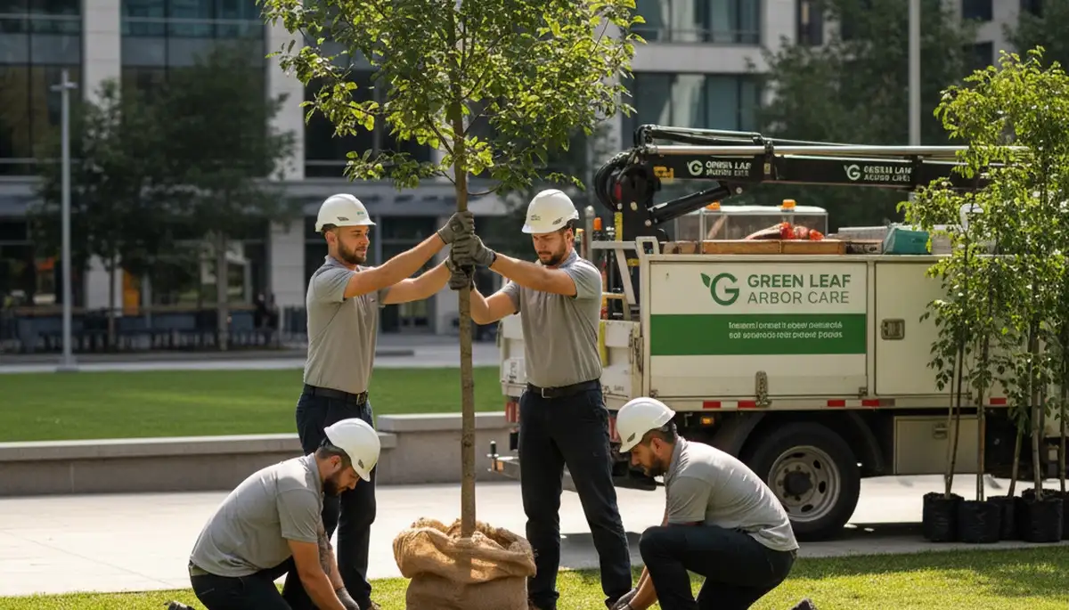Arborists planting new trees in Saugus, MA for Chop Chop Tree professional tree planting service