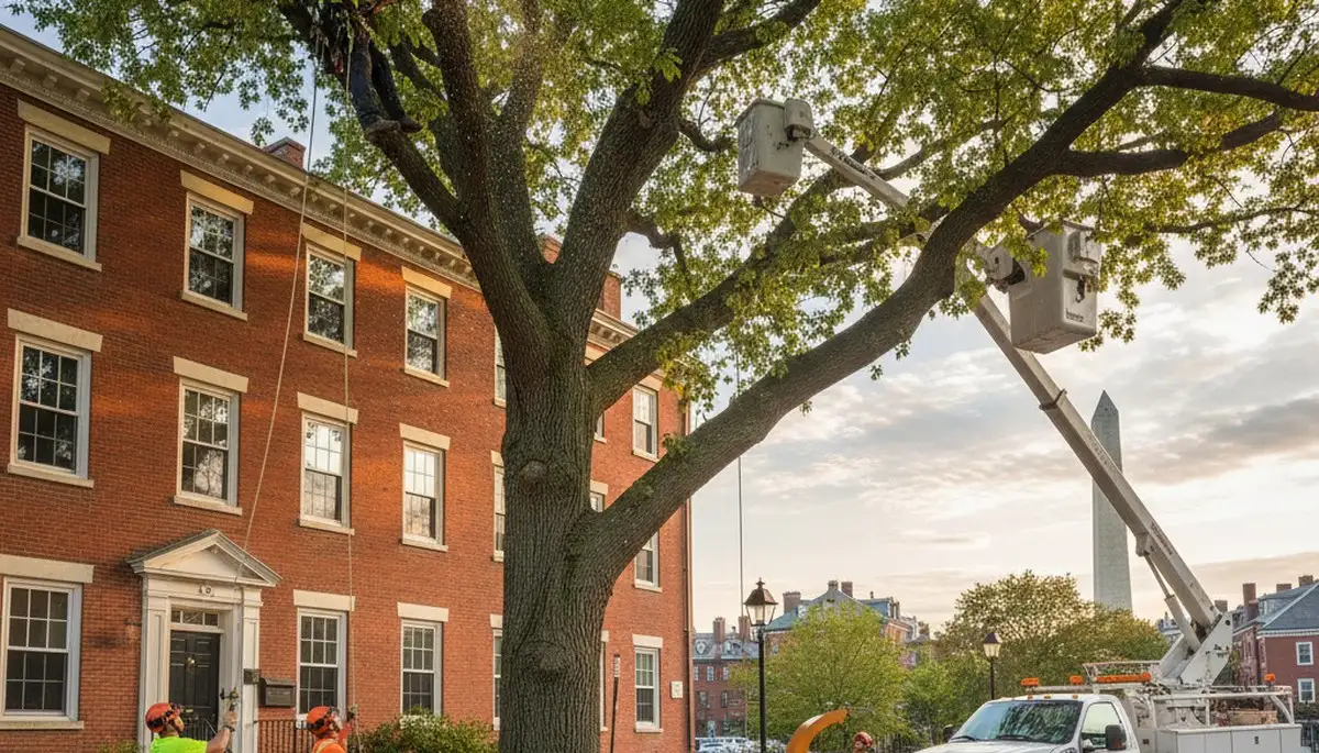Professional tree removal service crew working safely in Saugus, MA