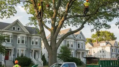 Professional tree removal service in Saugus MA safely cutting and clearing large trees