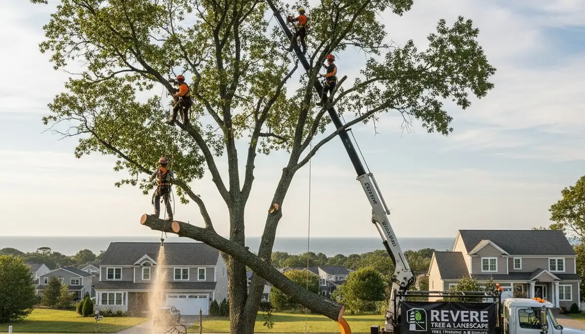 Professional tree removal service in Saugus MA safely clearing large trees and debris