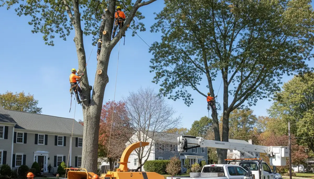 Professional tree removal service in Saugus MA safely cutting and clearing residential trees