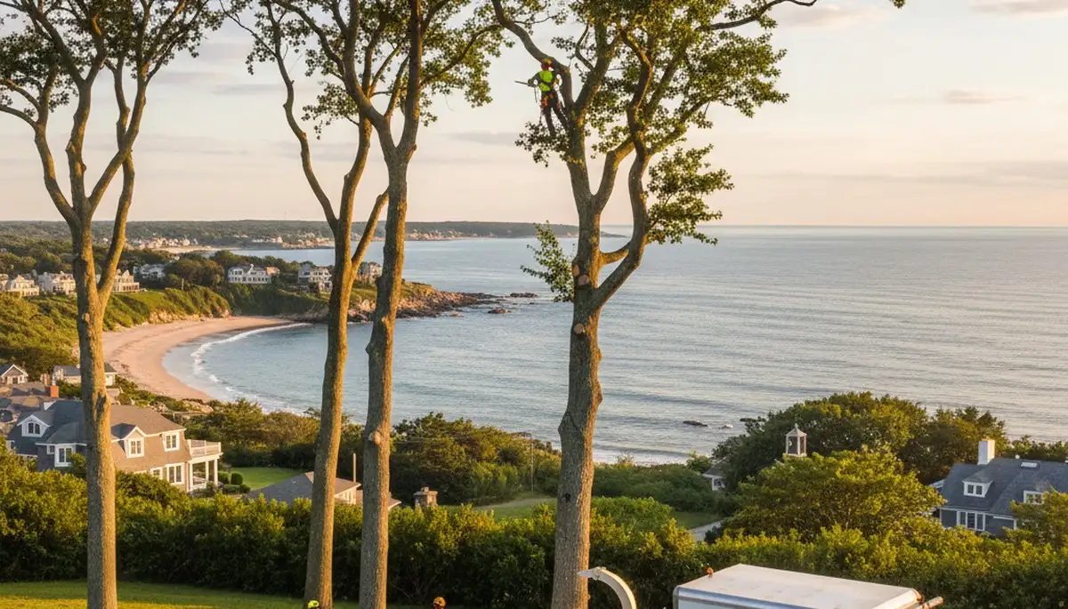 Professional tree removal service in Saugus, MA safely cutting and clearing large residential trees