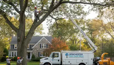 Professional tree removal service in Saugus MA safely cutting and clearing residential trees